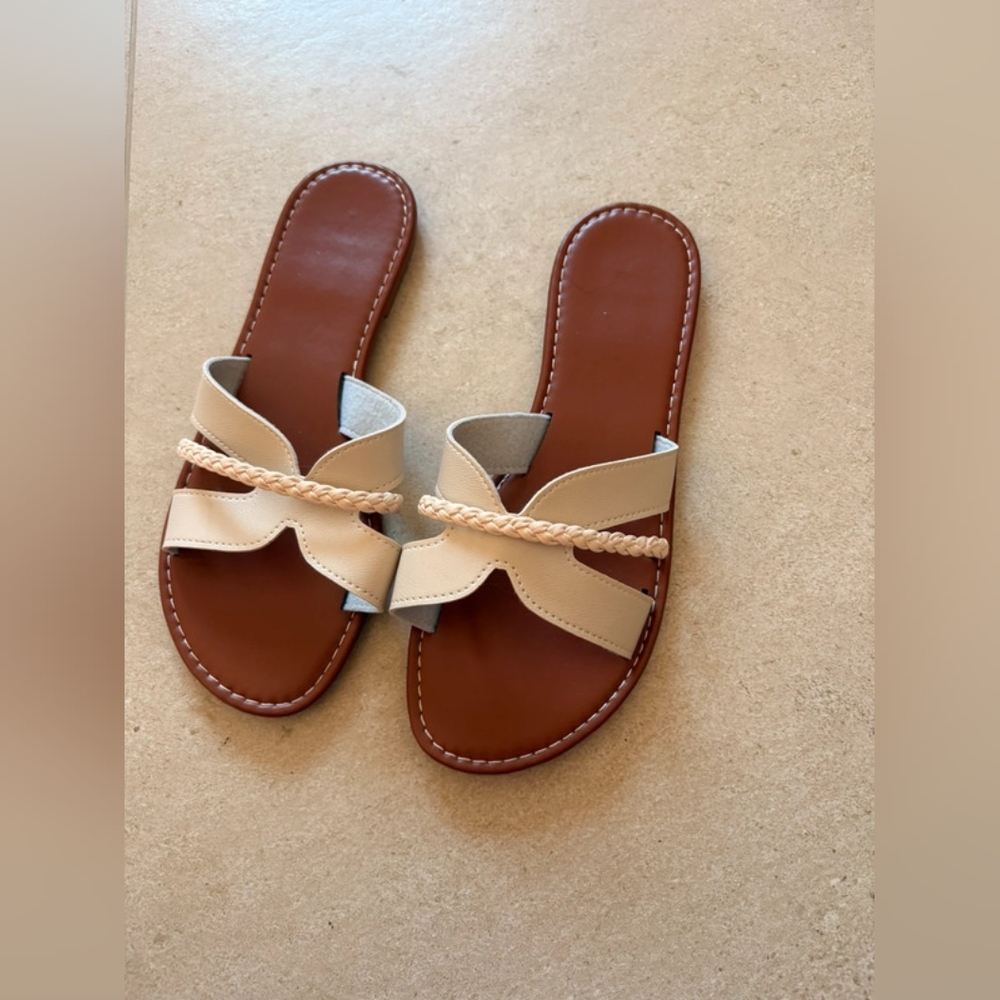 Elegant Tan and Cream Women's Sandals